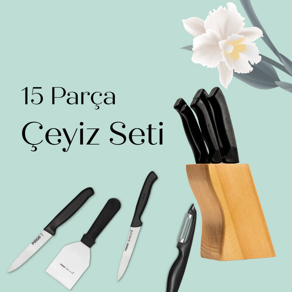 Pirge Çeyizlik Bıçak Seti – 15 Parça 