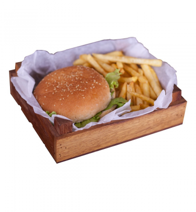 Hamburger Sunum Kasası - Kayın 14x17 cm